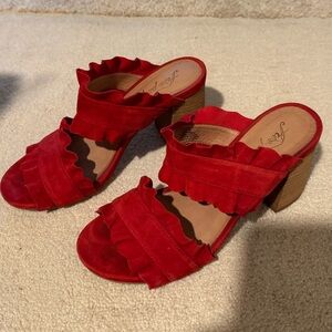 Free People Red Ruffle Heels